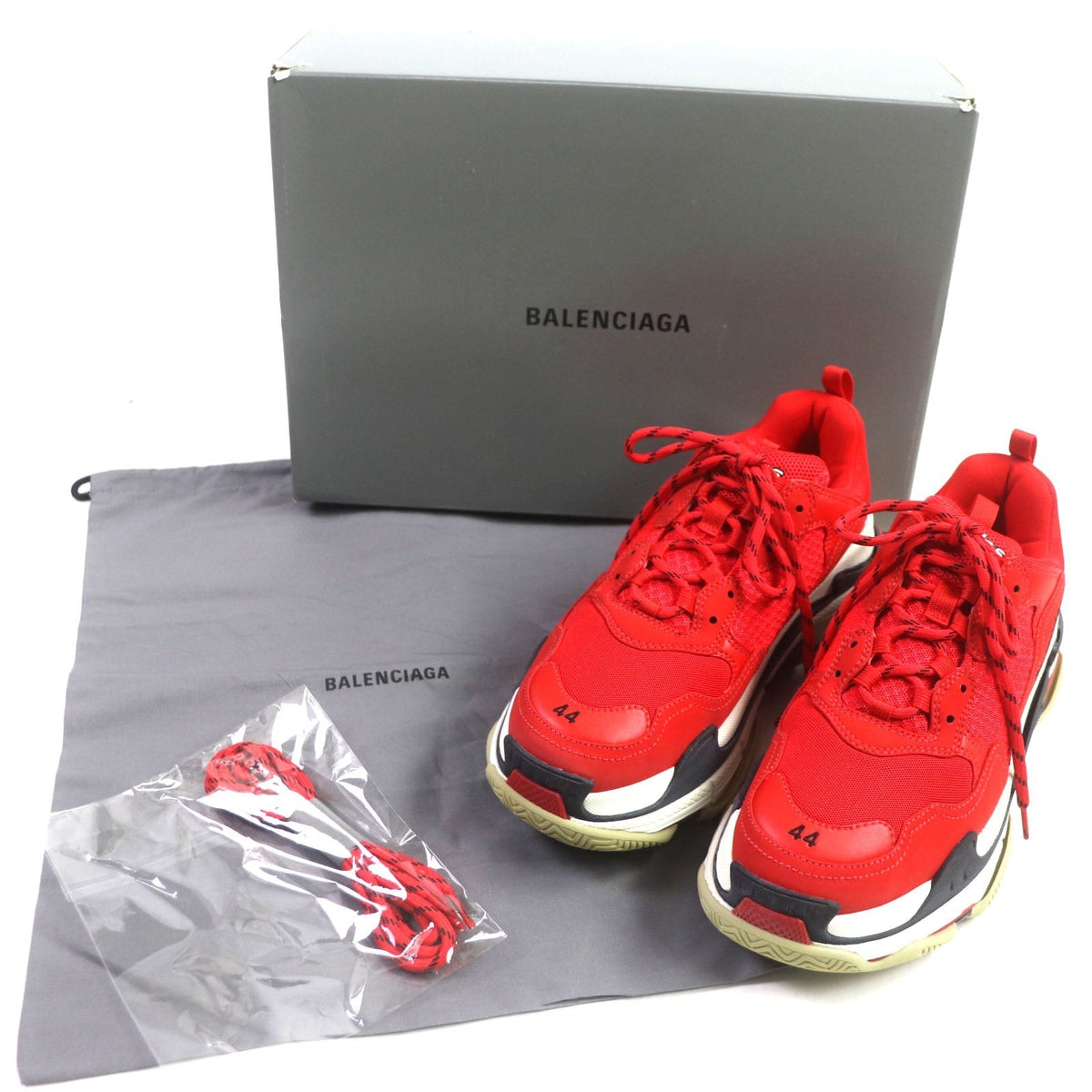 balenciaga Triple S Leather Sneakers Red White Black
