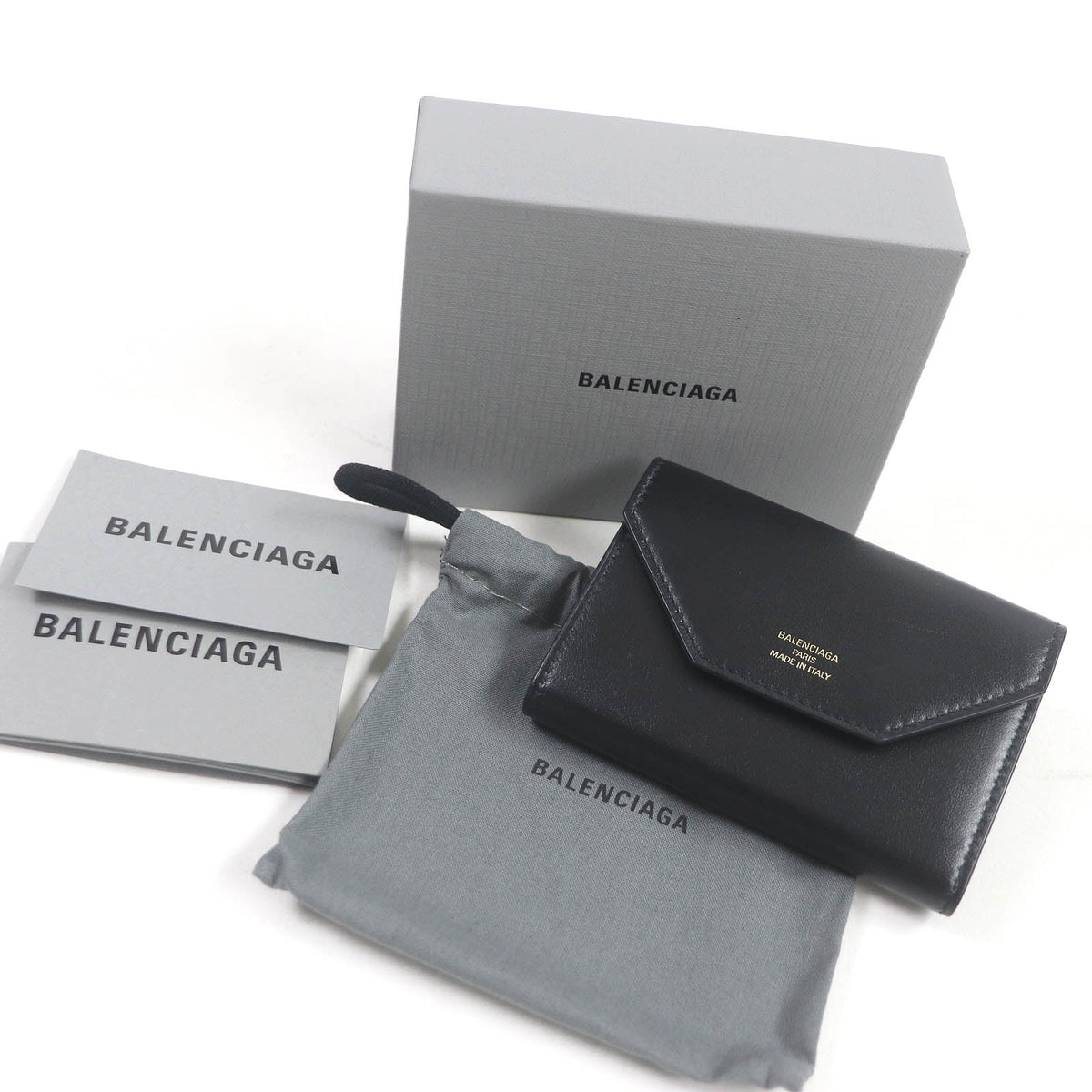 balenciaga Logo Card Case Leather Key Holder