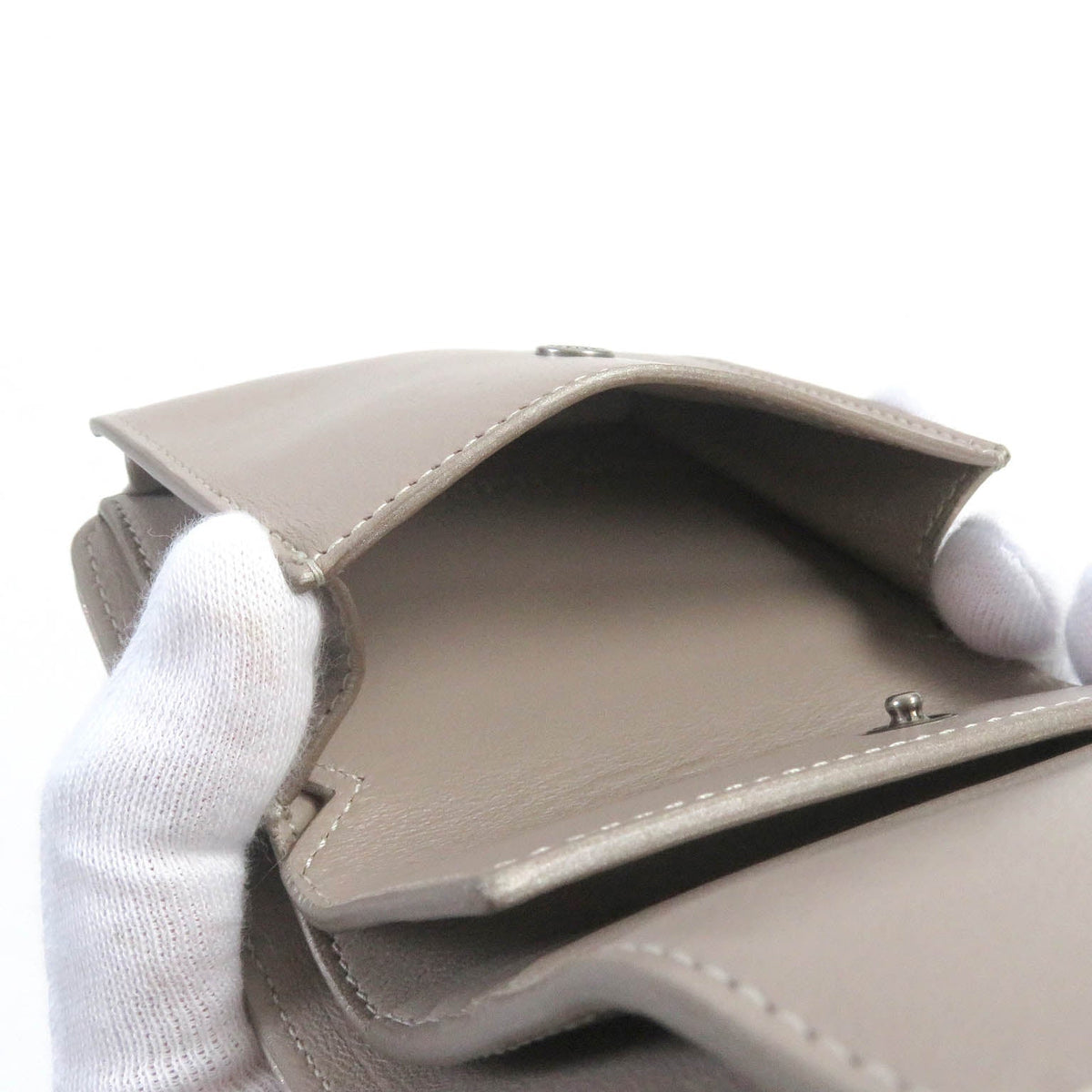 balenciaga BB Logo Silver Leather Bifold Wallet