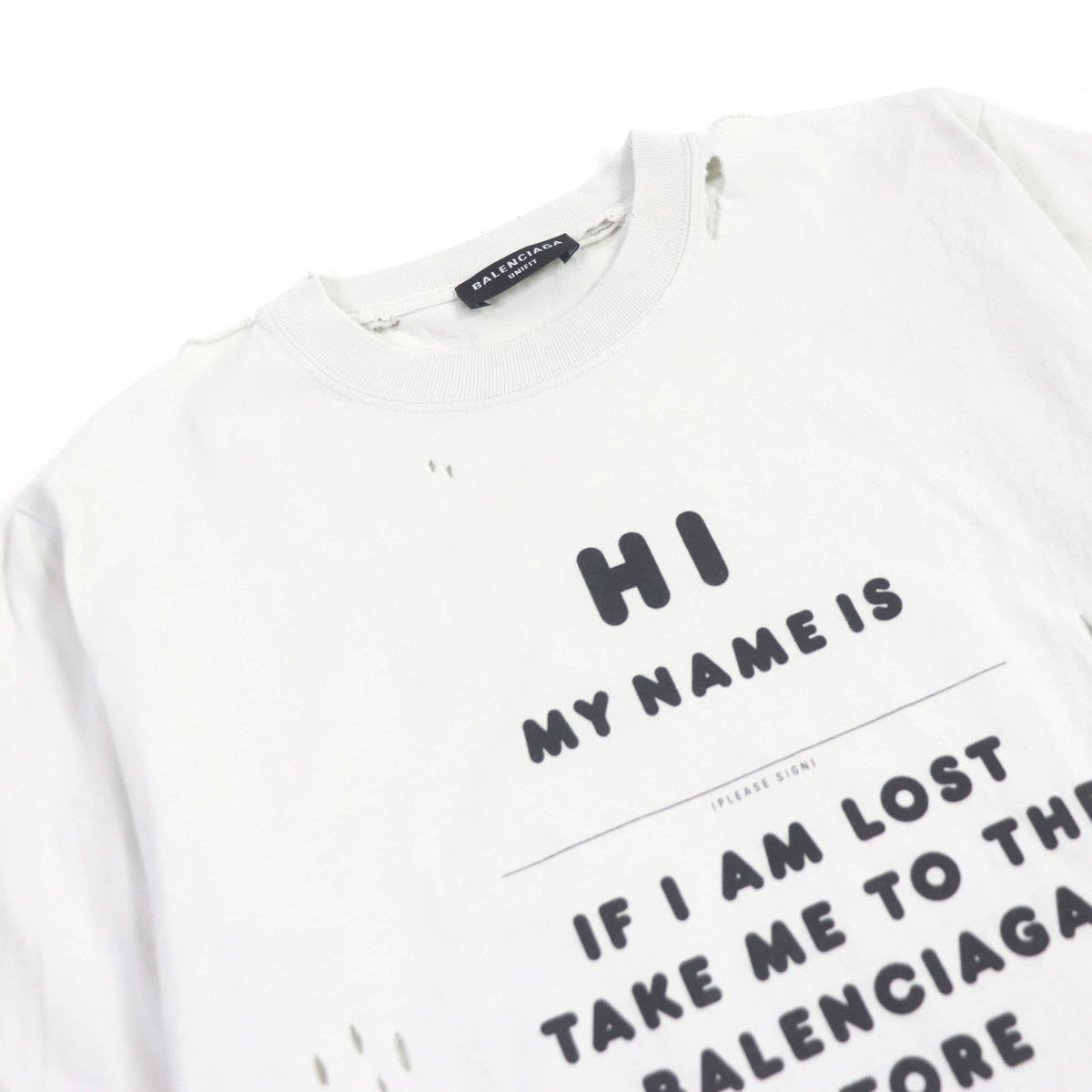 balenciaga Cotton Destroyed T-shirt Ivory S