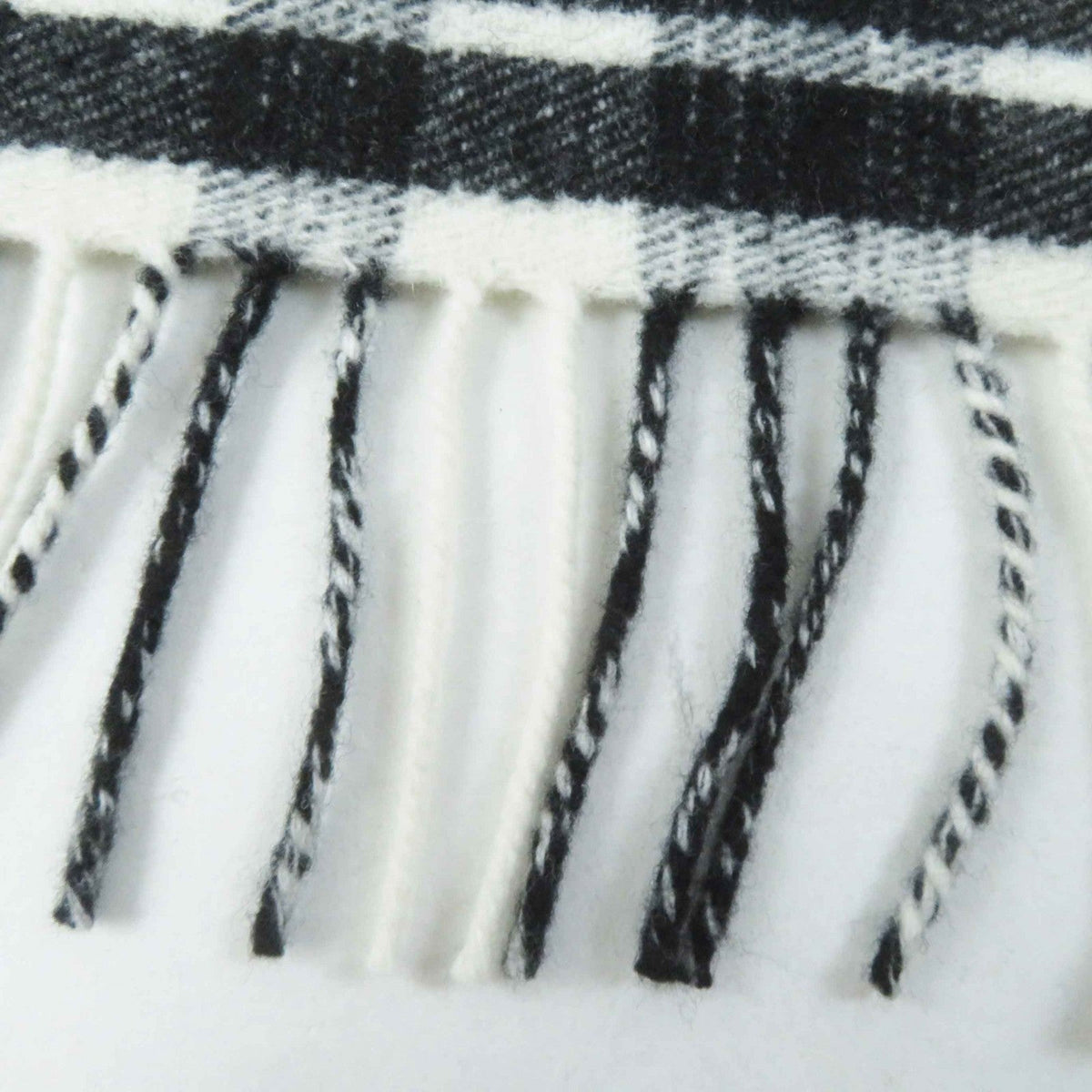 balenciaga Wool Logo Check Scarf with Fringe