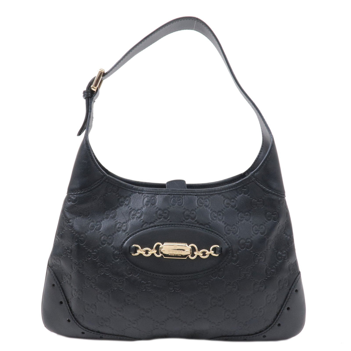GUCCI Guccissima Leather Shoulder Bag Hand Bag Black 145778