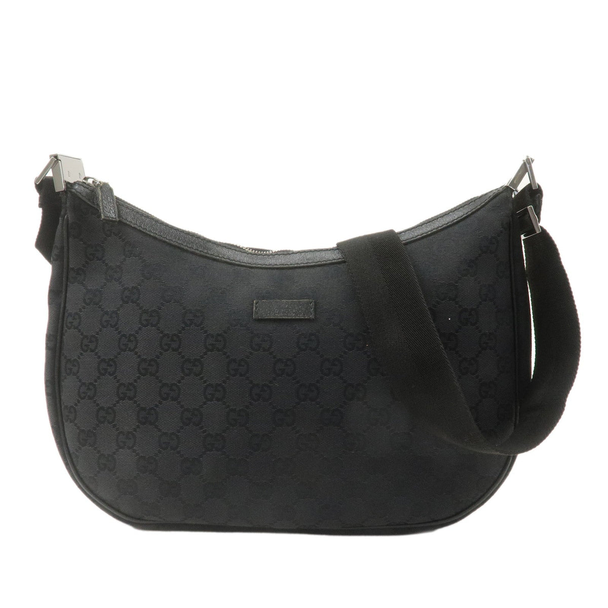 GUCCI GG Canvas Leather Shoulder Bag Cross Body Black 122790