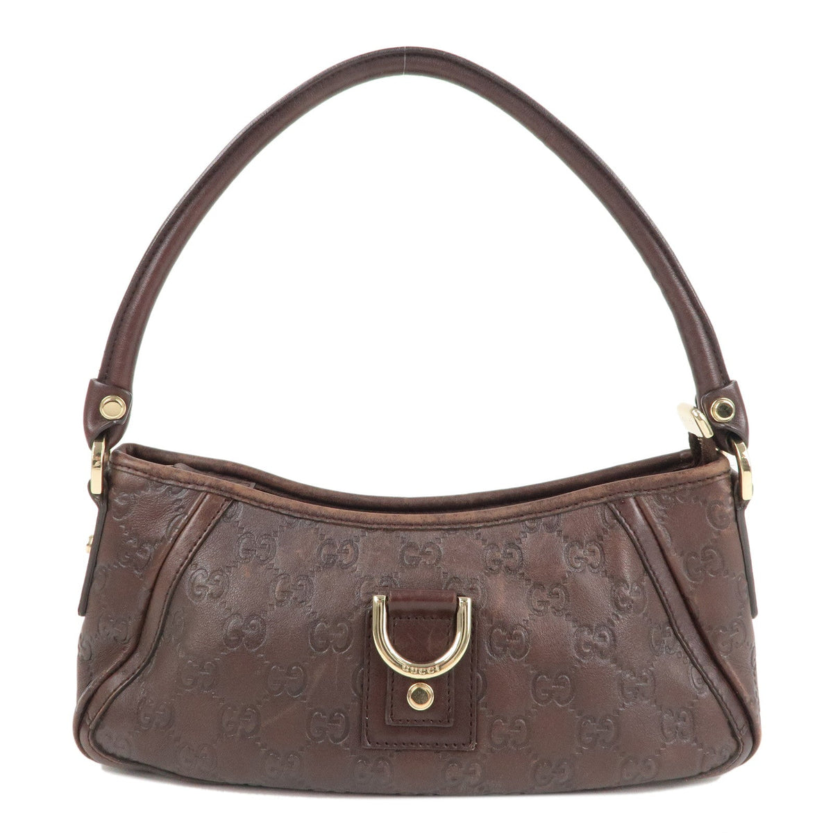 GUCCI Abbey Guccissima Leather Hand Bag Pouch Dark Brown 130939