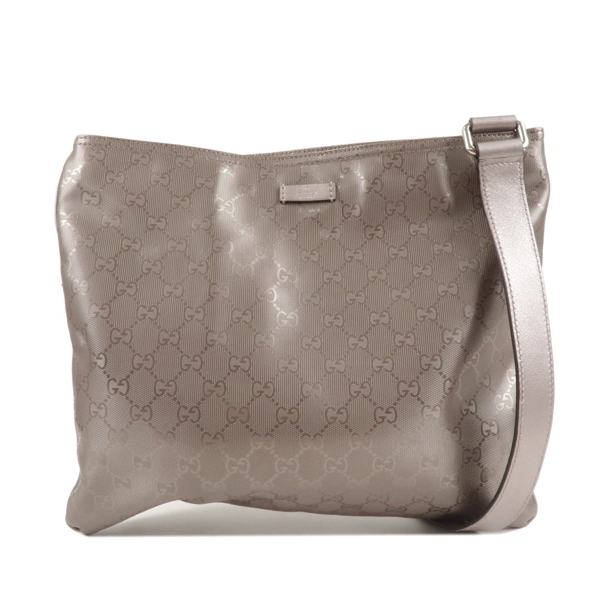 GUCCI GG Imprime PVC Leather Shoulder Bag Greige 201446