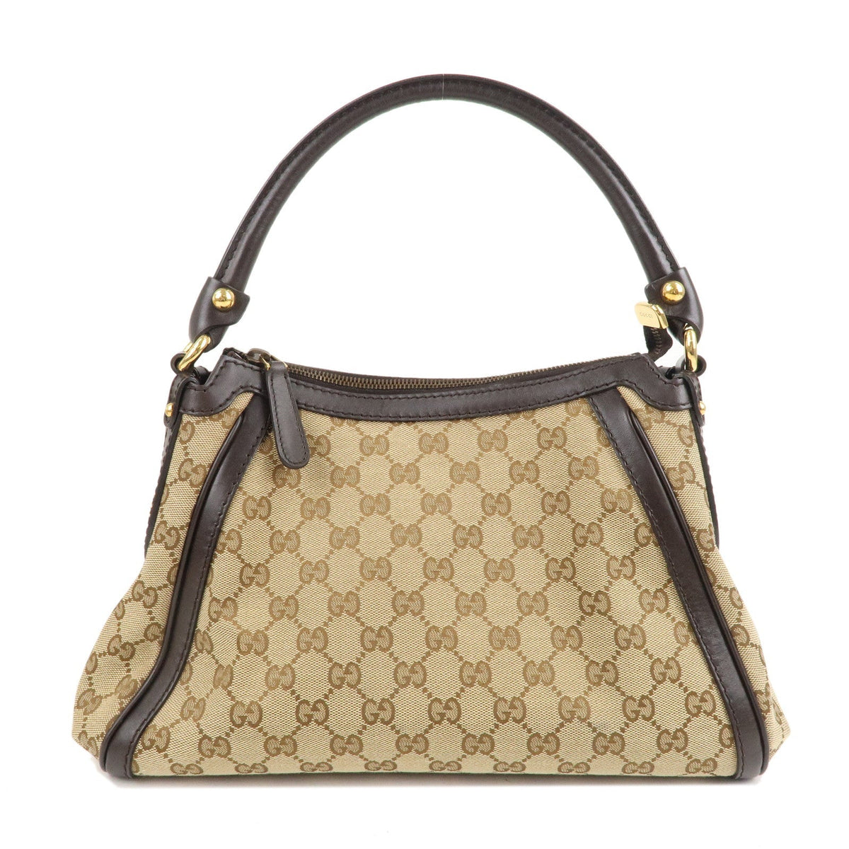 GUCCI GG Canvas Leather Shoulder Bag Beige Brown 282298
