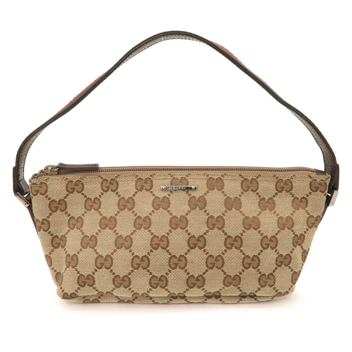 GUCCI Boat Bag Sherry GG Canvas Leather Hand Bag Brown 141809