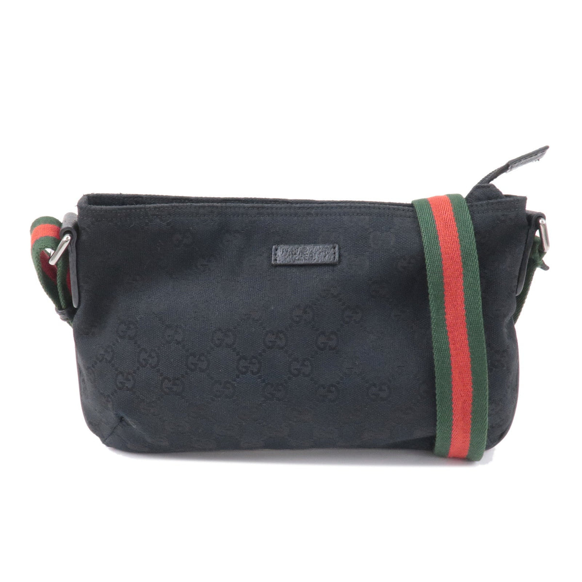 GUCCI Sherry GG Canvas Leather Shoulder Bag Black 189749