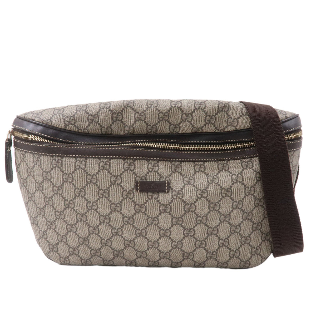 GUCCI GG Supreme Leather Crossbody Bag Beige Brown 211110
