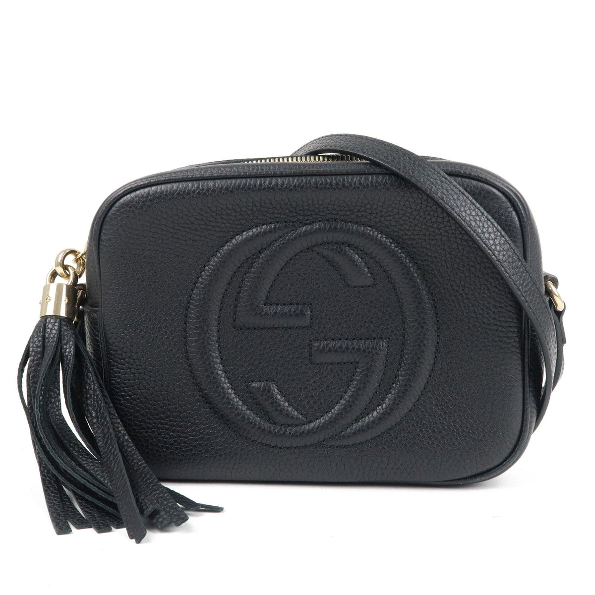 GUCCI SOHO Small Disco Leather Shoulder Bag Black 308364