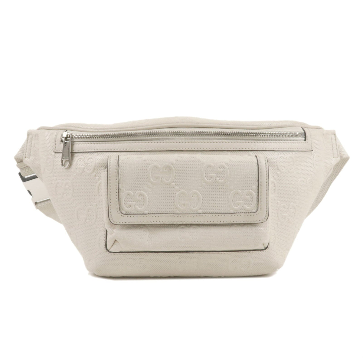 GUCCI GG Emboss Leather Body Bag Cross Body Bag White 645093
