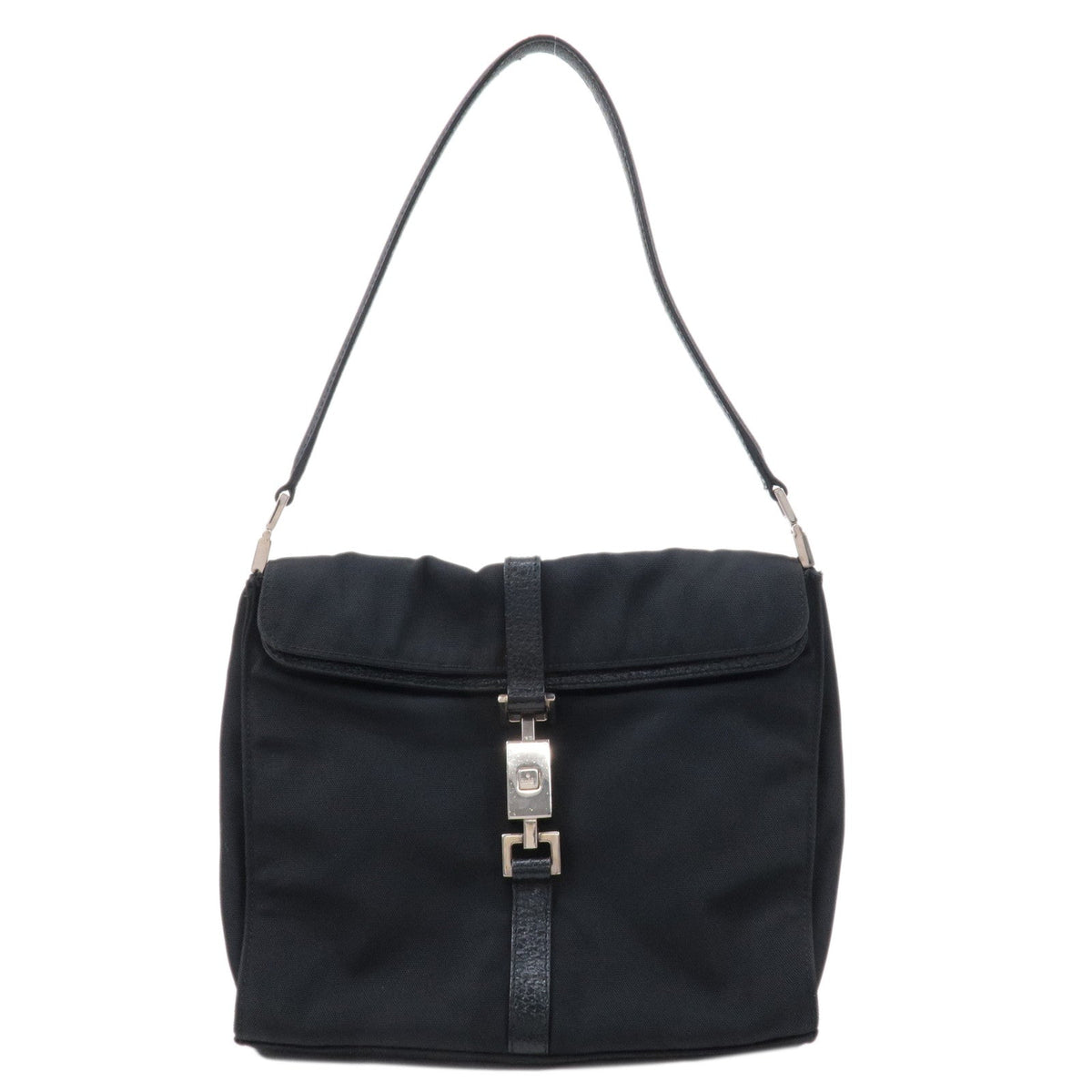 GUCCI Jackie Canvas Leather Shoulder Bag Hand Bag Black 00.3734