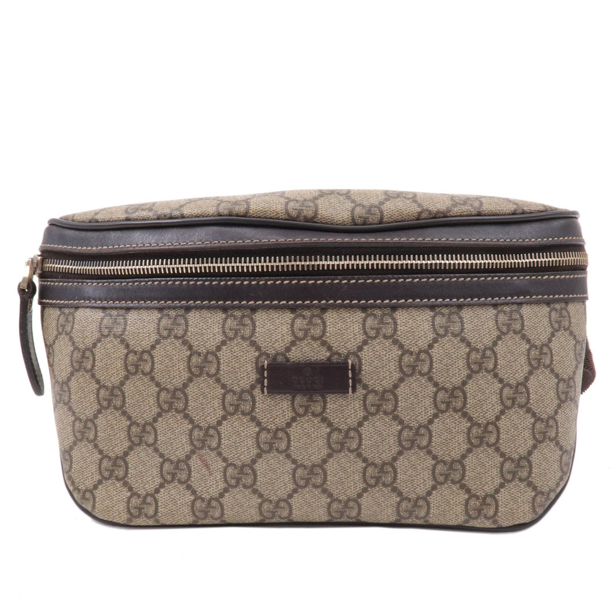 GUCCI GG Supreme Leather Waist Bag Crossbody Brown Beige 233269