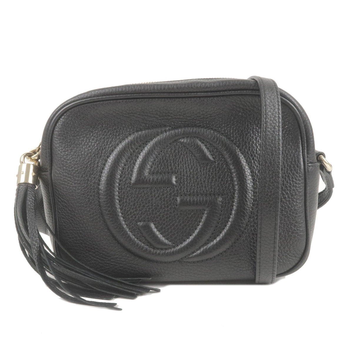 GUCCI SOHO Small Disco Leather Shoulder Bag Black 308364