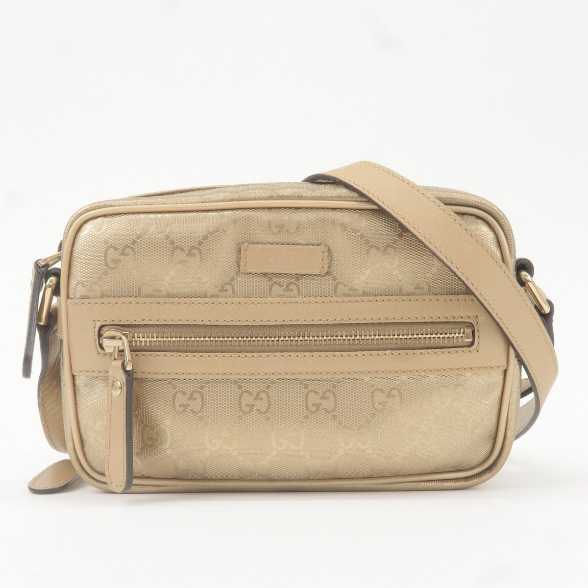 Gucci GG Imprime PVC Leather Shoulder Bag Hand Bag Gold 201447