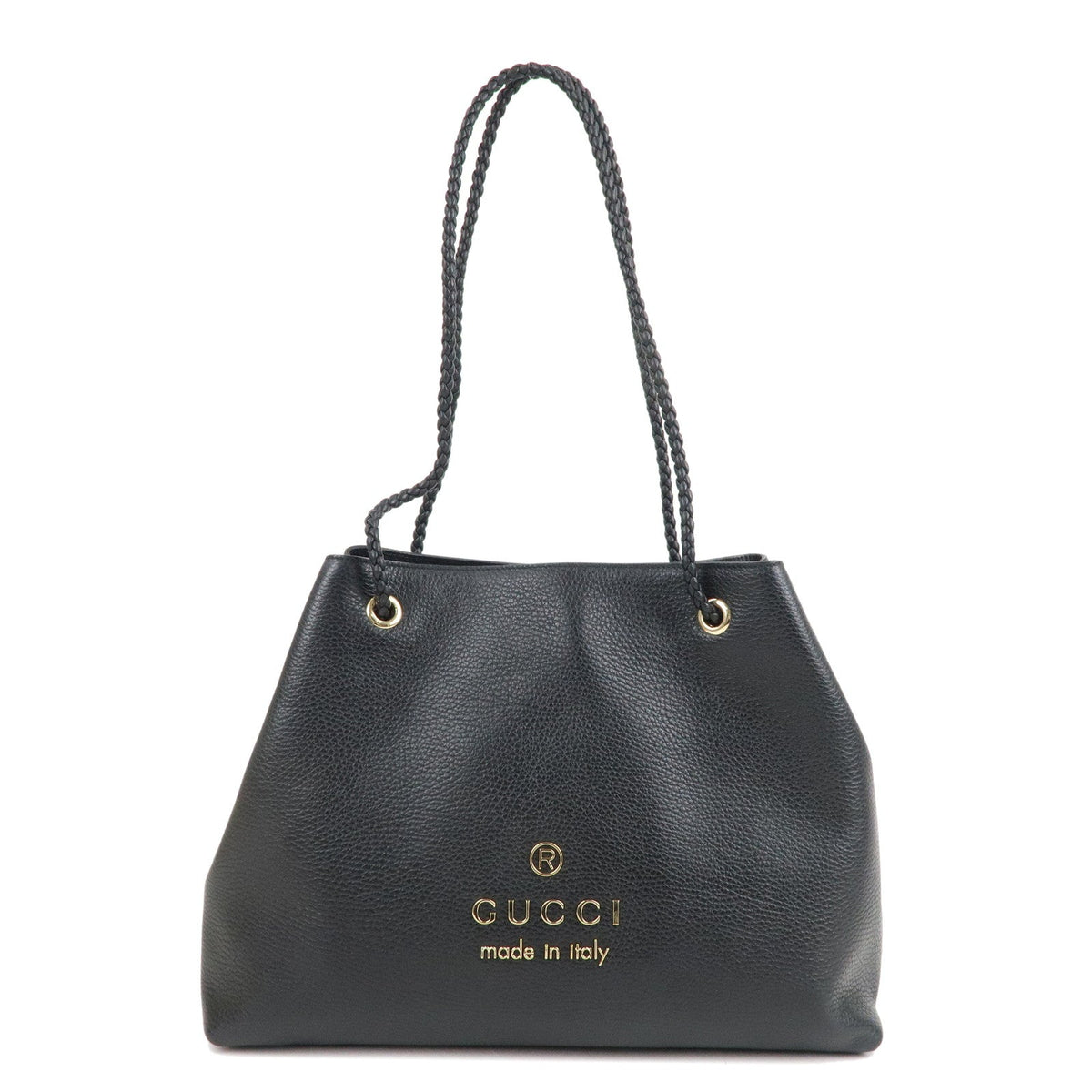 GUCCI Leather Tote Bag Shoulder Bag Black 419689