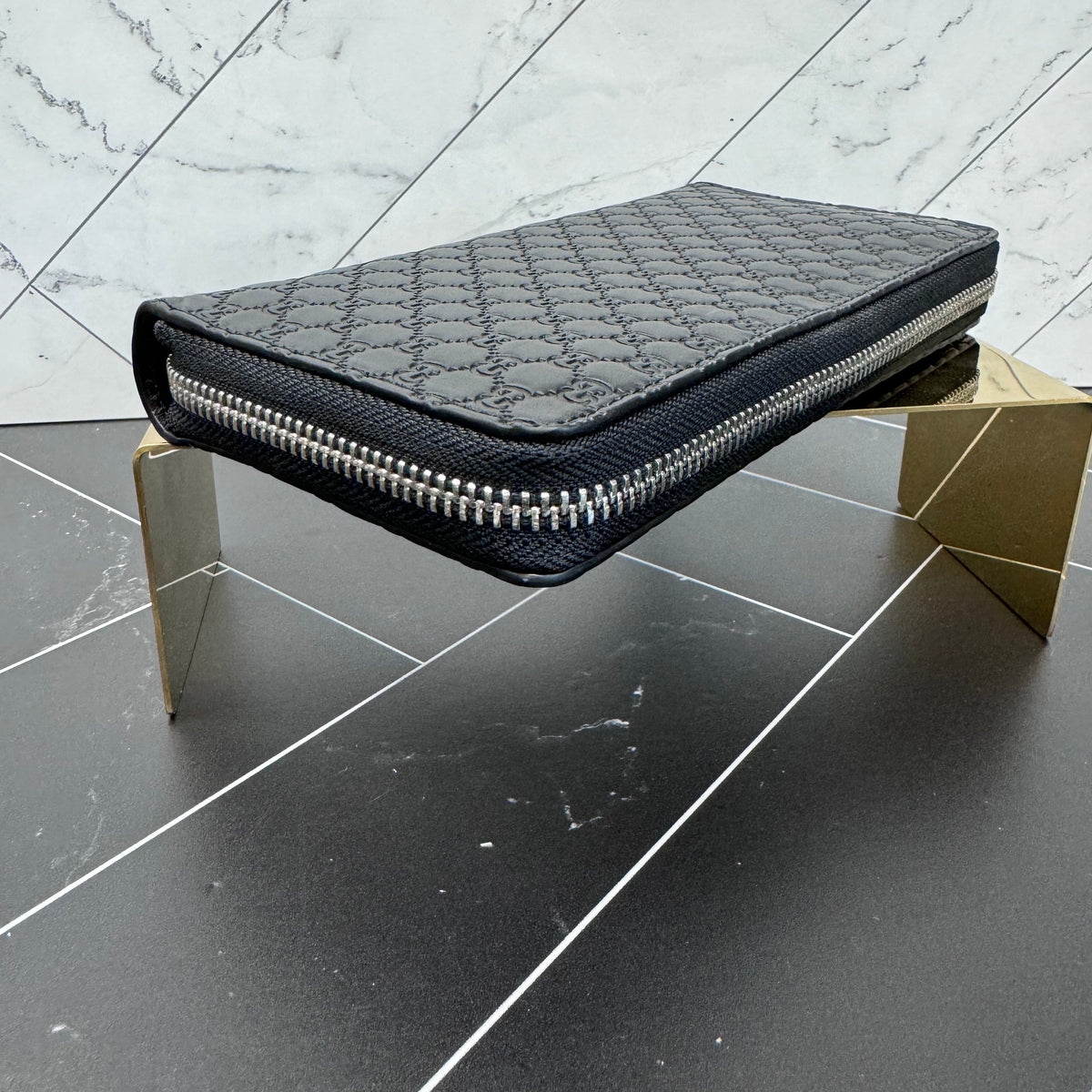 BRAND NEW- Gucci Black Micro Guccisima Zippy Wallet