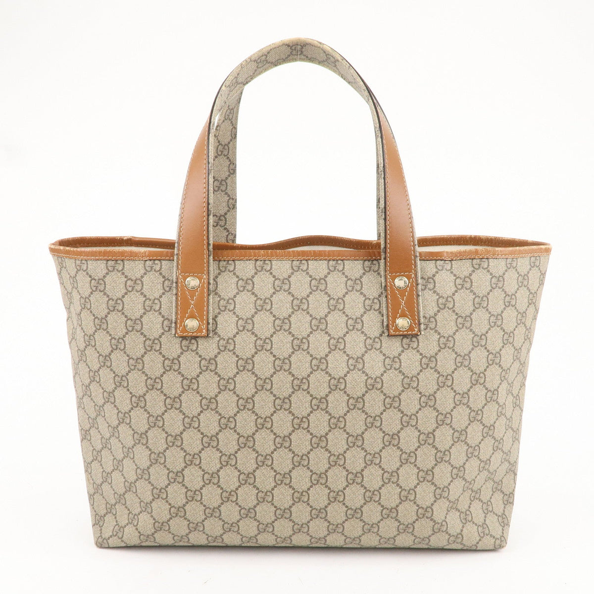 GUCCI GG Supreme Leather Tote Bag Hand Bag Beige Brown 211134