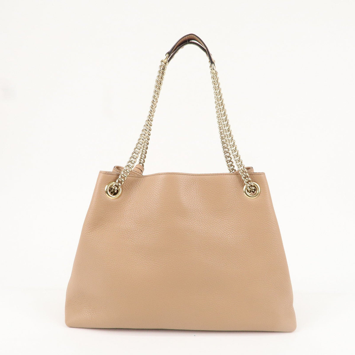 GUCCI SOHO Interlocking G Leather Chain Shoulder Bag Beige 536196
