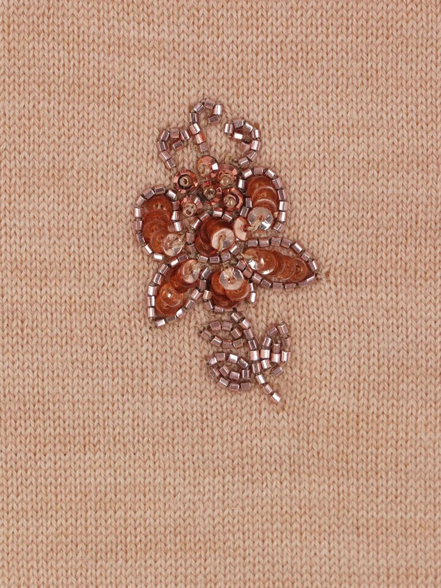 Fendi Women Floral Motif Embroidered Wool Cropped Jumper