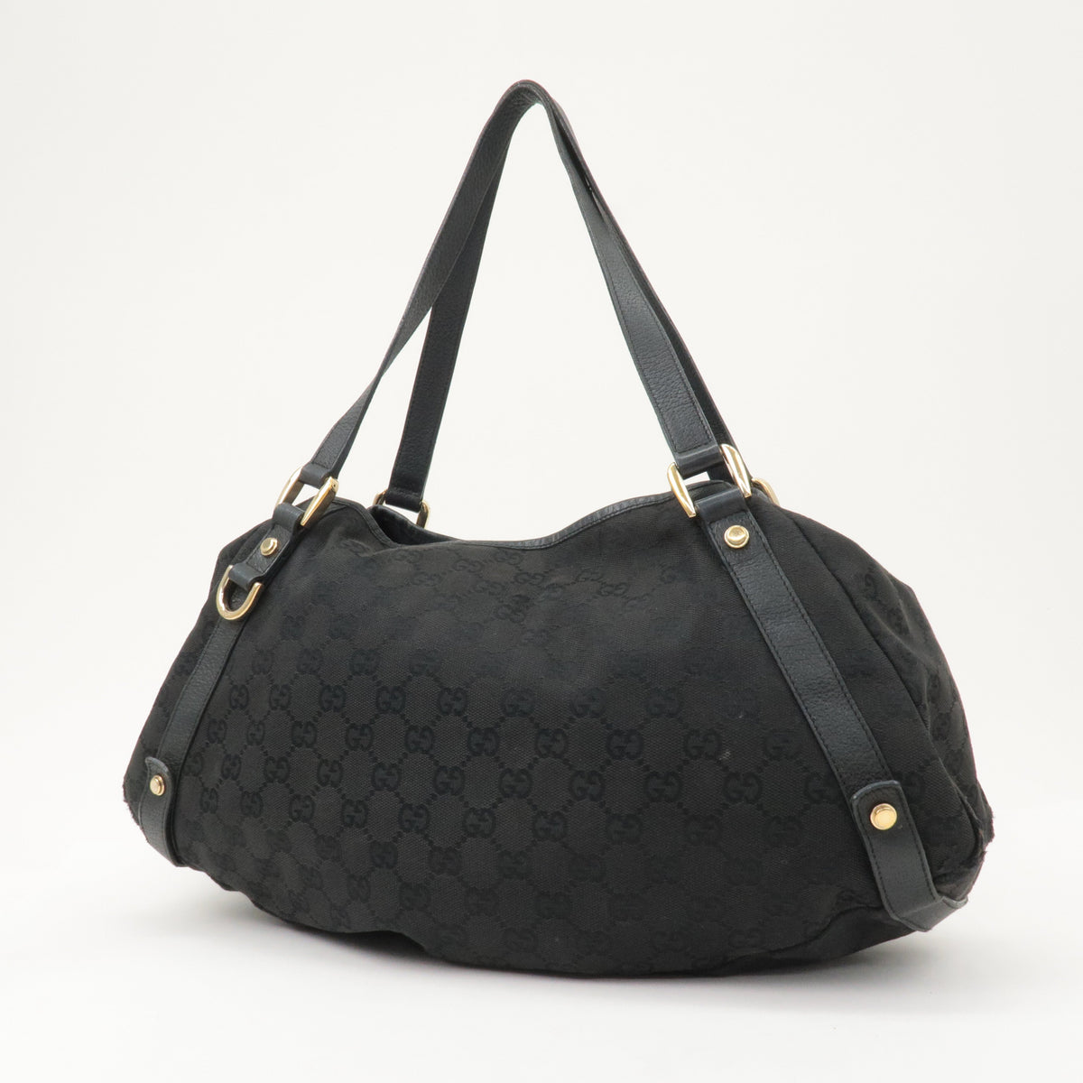 GUCCI Abbey GG Canvas Leather Tote Bag Shoulder Bag Black 130736