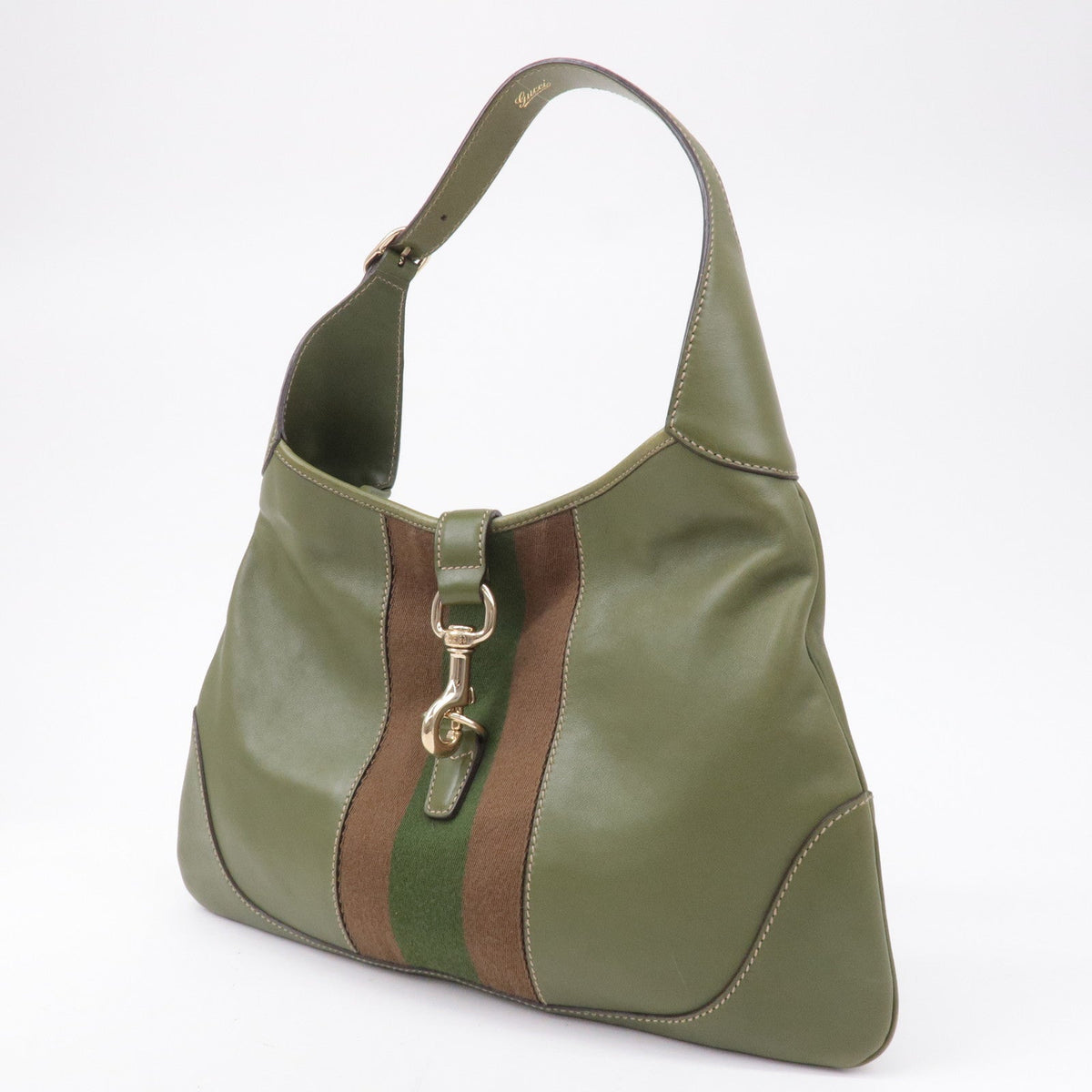 GUCCI Sherry Leather Shoulder Bag Hand Bag Green 153029