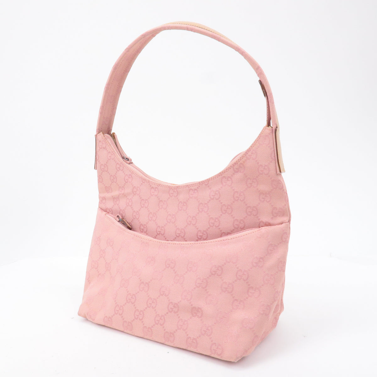 GUCCI GG Canvas Leather Shoulder Bag Hand Bag Pink 001繝ｻ3386