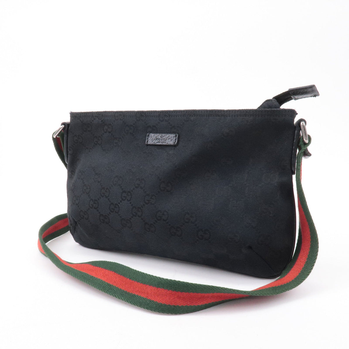 GUCCI Sherry GG Canvas Leather Shoulder Bag Black 189749