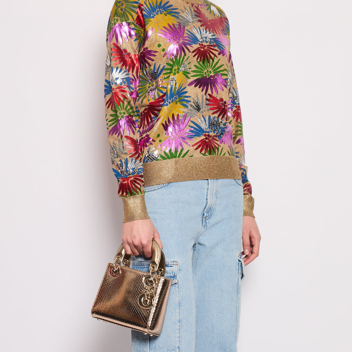 Chanel Coco Cuba Multicolour and Metallic Gold Jumper with Mosaic Details Size FR 36 (UK 8)