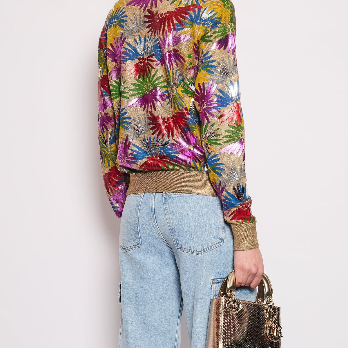Chanel Coco Cuba Multicolour and Metallic Gold Jumper with Mosaic Details Size FR 36 (UK 8)