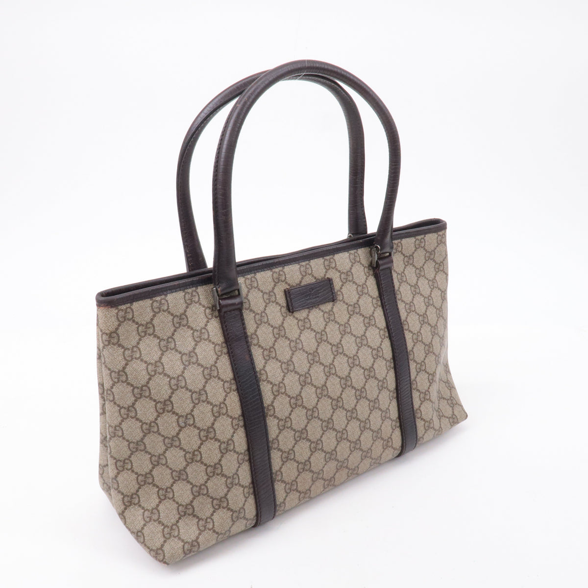 GUCCI GG Supreme Leather Tote Bag Beige Brown 114595