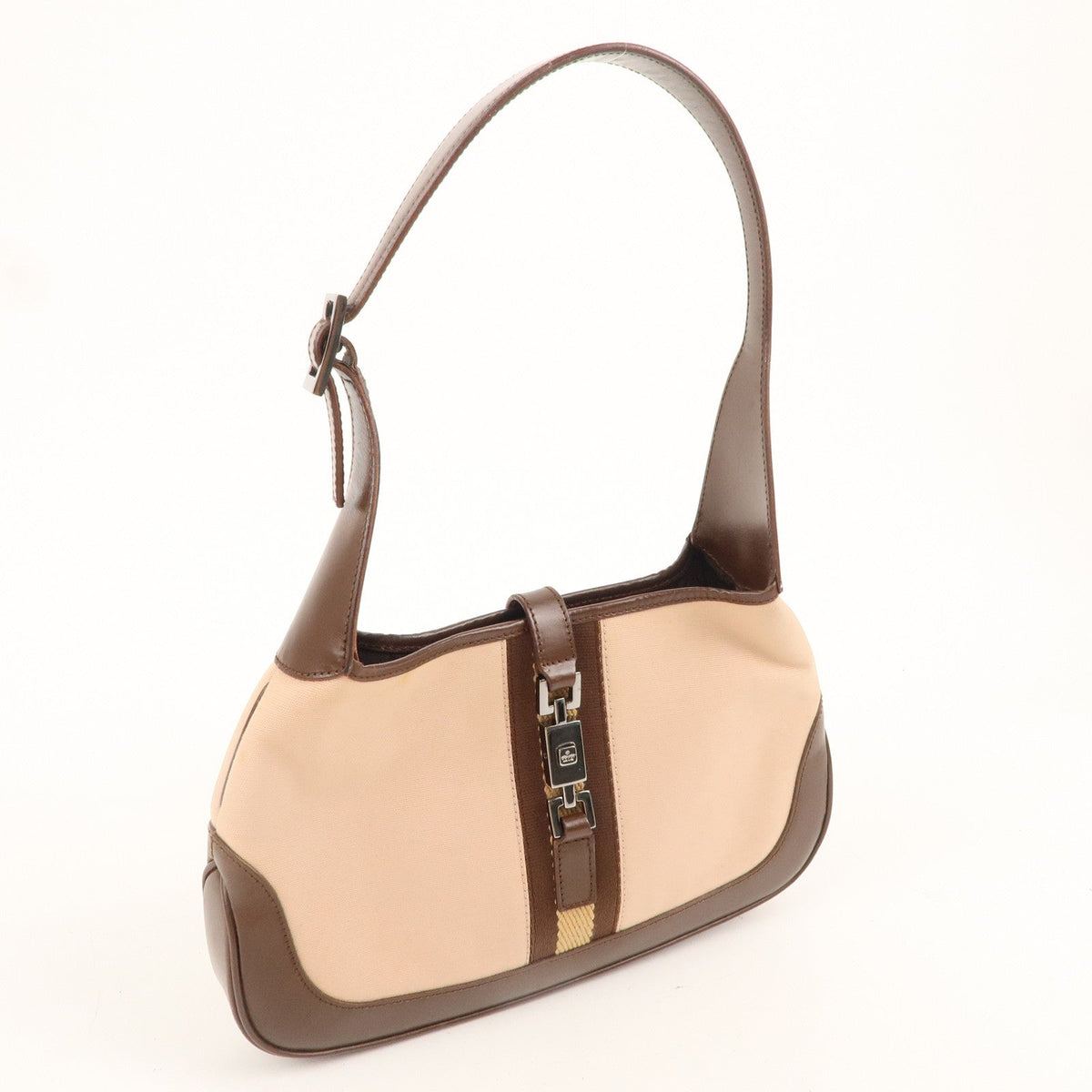 GUCCI Jackie Canvas Leather Shoulder Bag 001.3735 Pink Brown