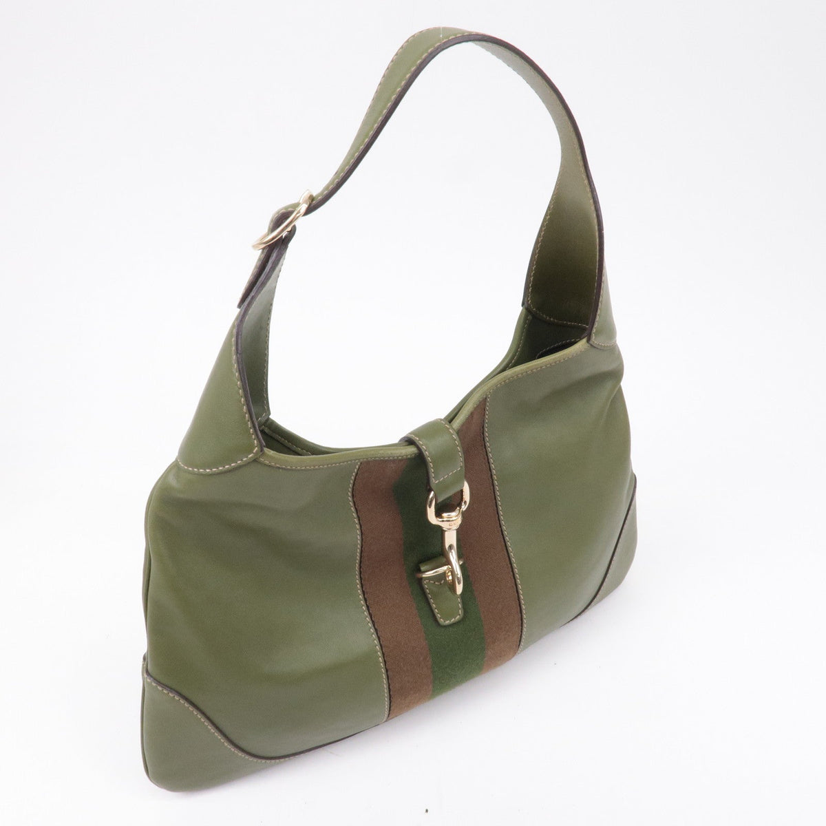 GUCCI Sherry Leather Shoulder Bag Hand Bag Green 153029
