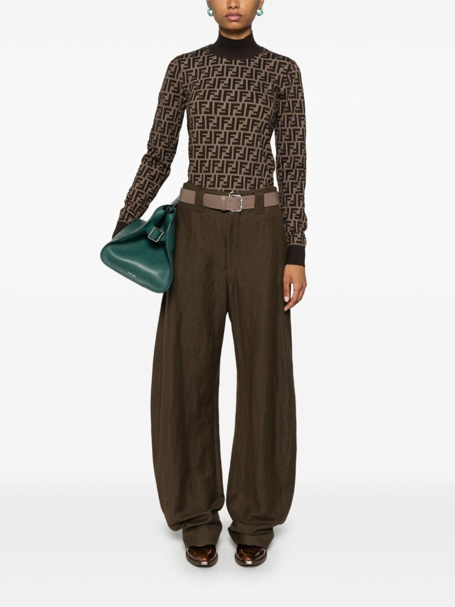 Fendi Women Maglia In Cotone Ff Marrone