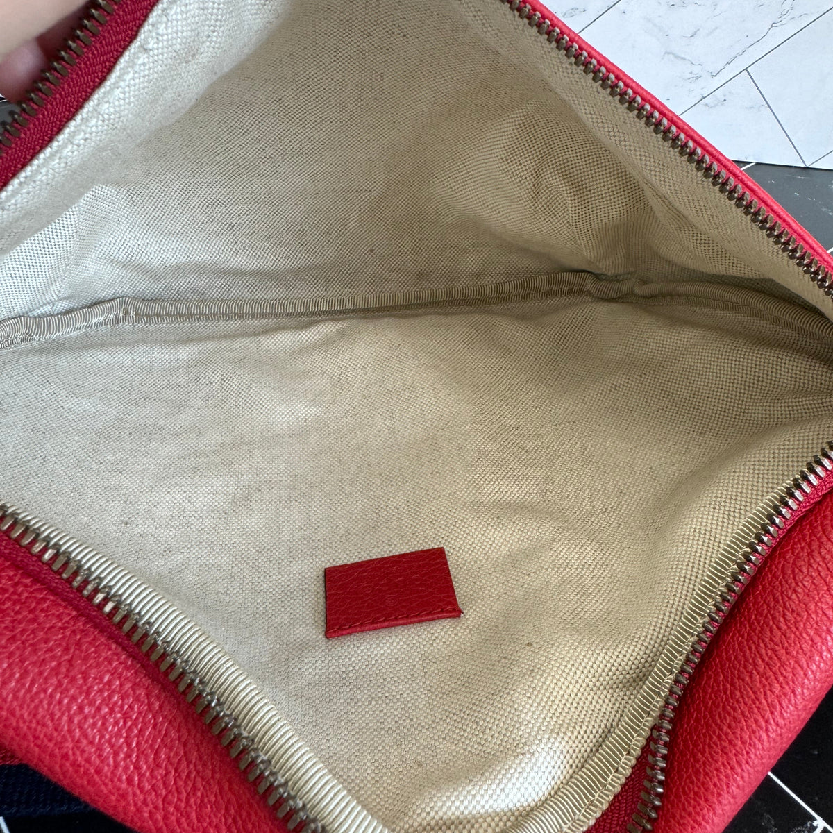 Brand New Gucci Red Retro Logo Belt Bag
