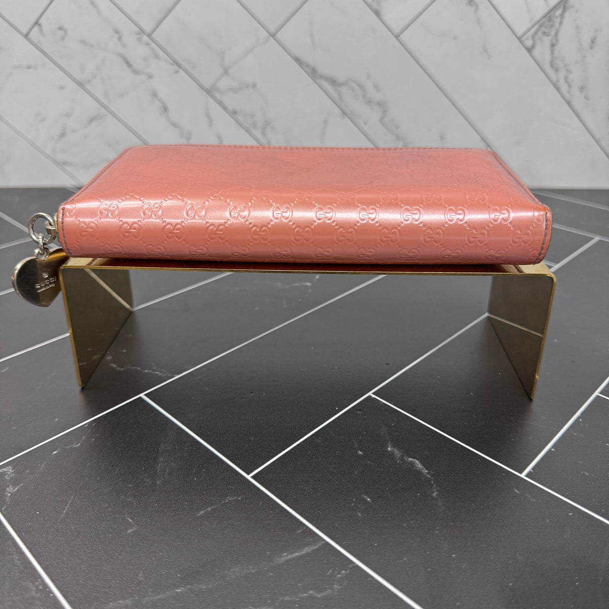 Gucci Peach Microguccissima Zippy Wallet