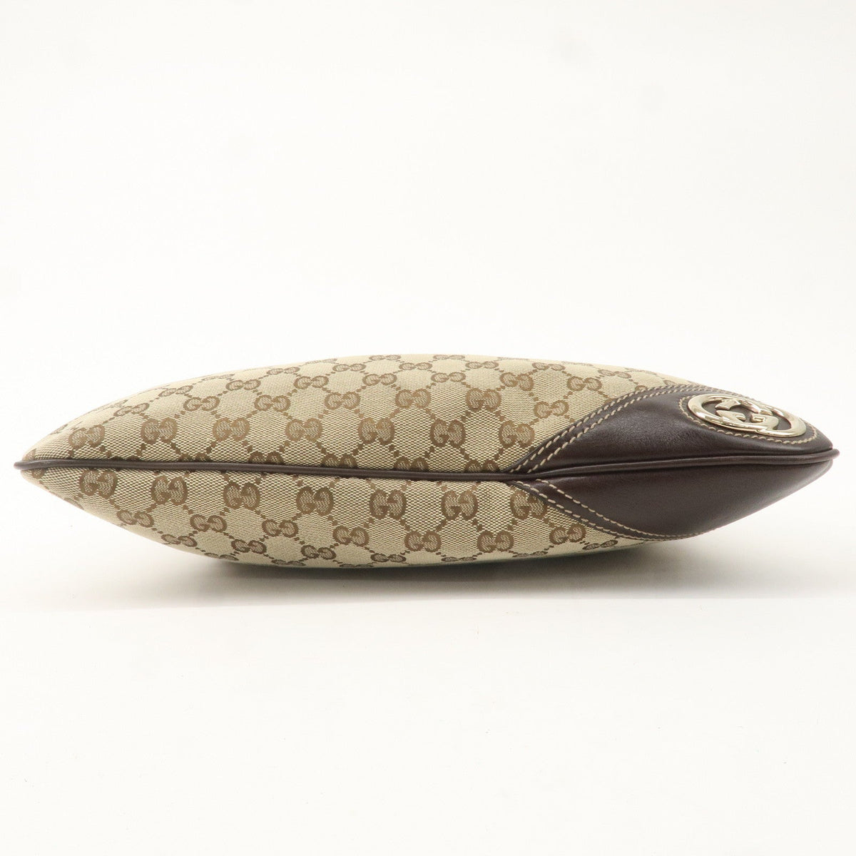 GUCCI GG Canvas Leather Shoulder Bag Beige Brown 169947