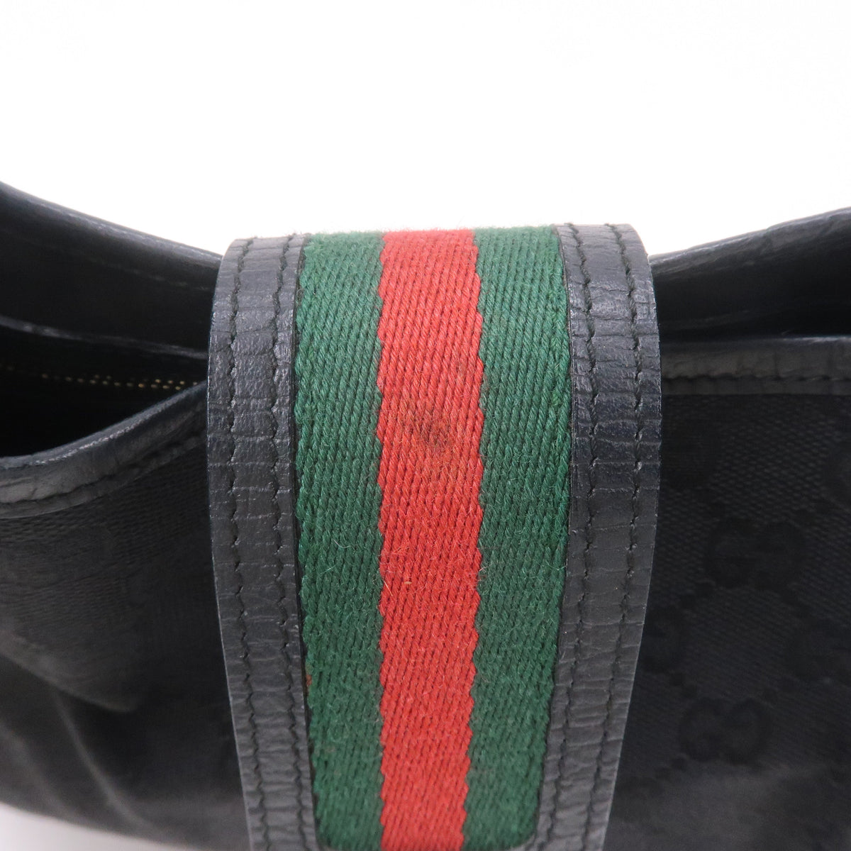 GUCCI Sherry GG Canvas Leather Shoulder Bag Black 130779
