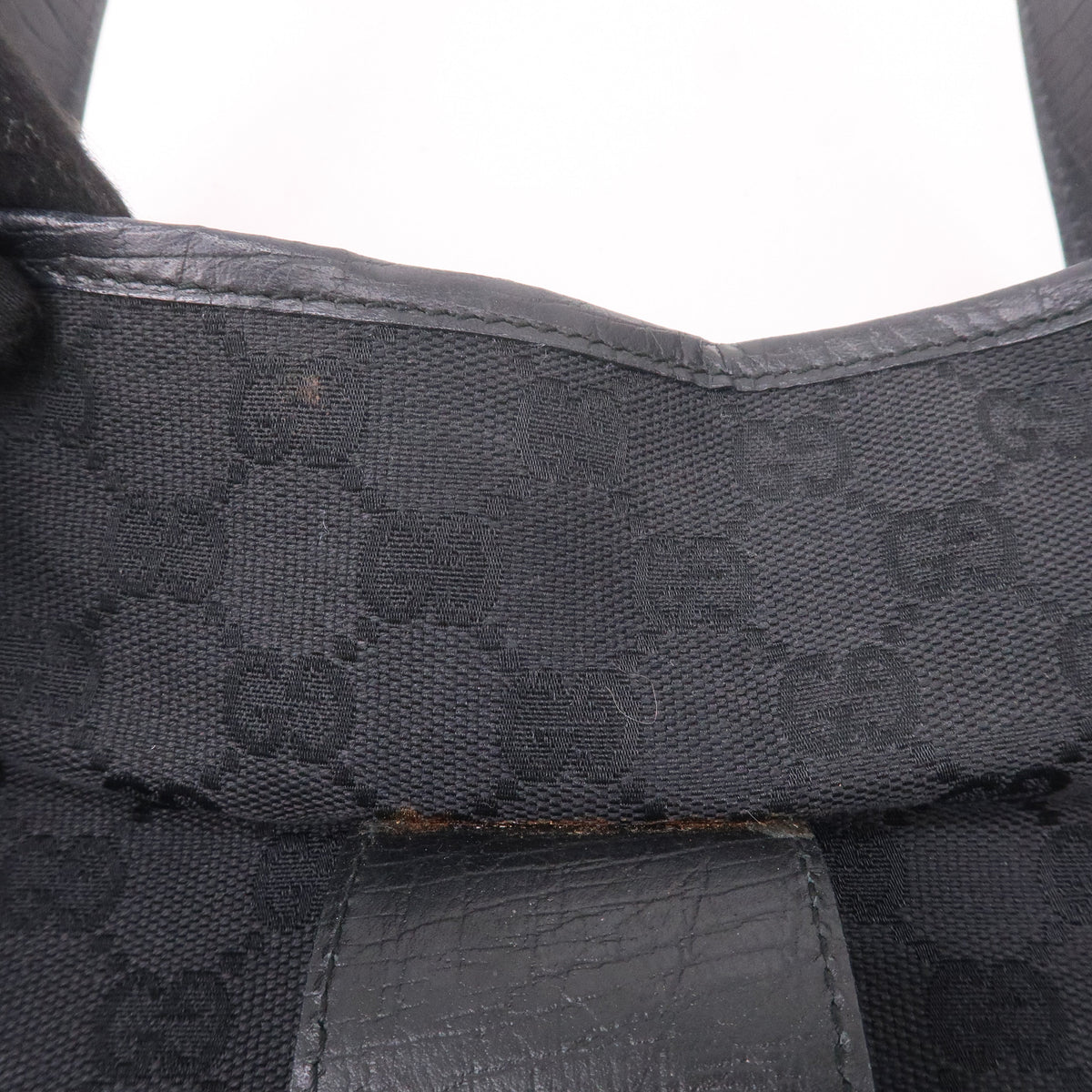 GUCCI Sherry GG Canvas Leather Shoulder Bag Black 130779