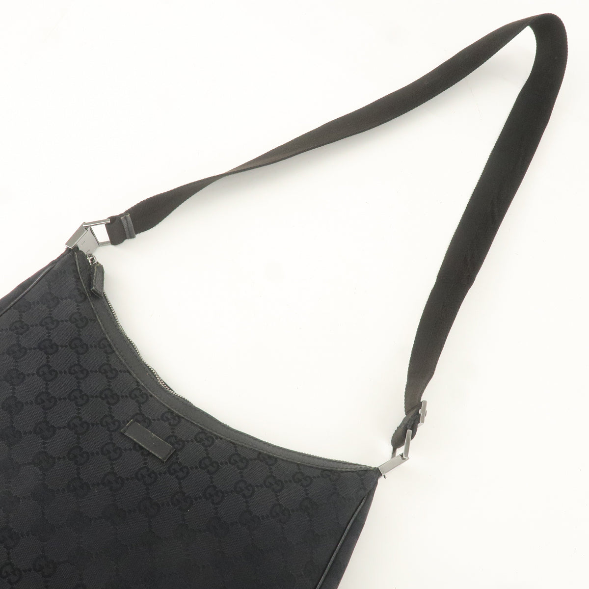 GUCCI GG Canvas Leather Shoulder Bag Cross Body Black 122790