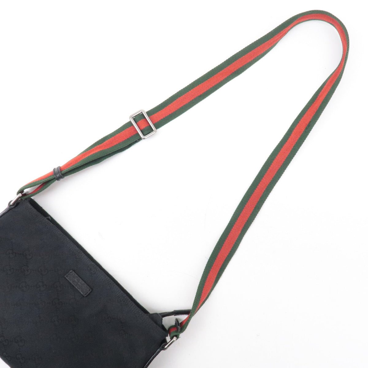 GUCCI Sherry GG Canvas Leather Shoulder Bag Black 189749