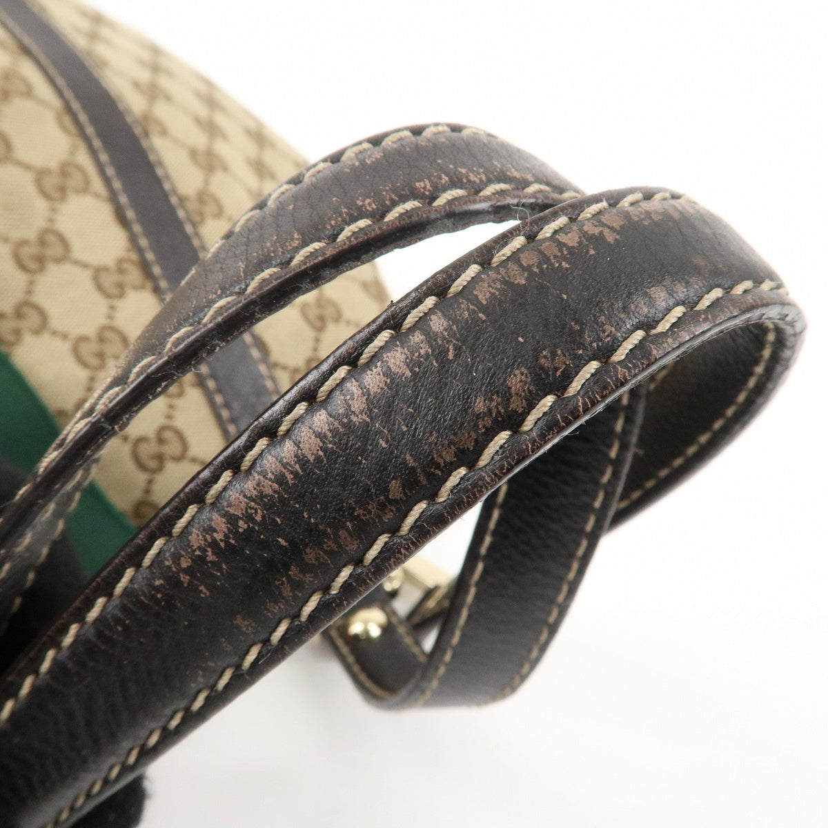 GUCCI Sherry GG Canvas Leather Tote Hand Bag Beige 233607