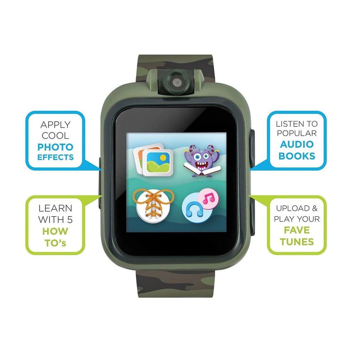PlayZoom 2 Kids Smartwatch & Earbuds Set: Olive Camouflage Print