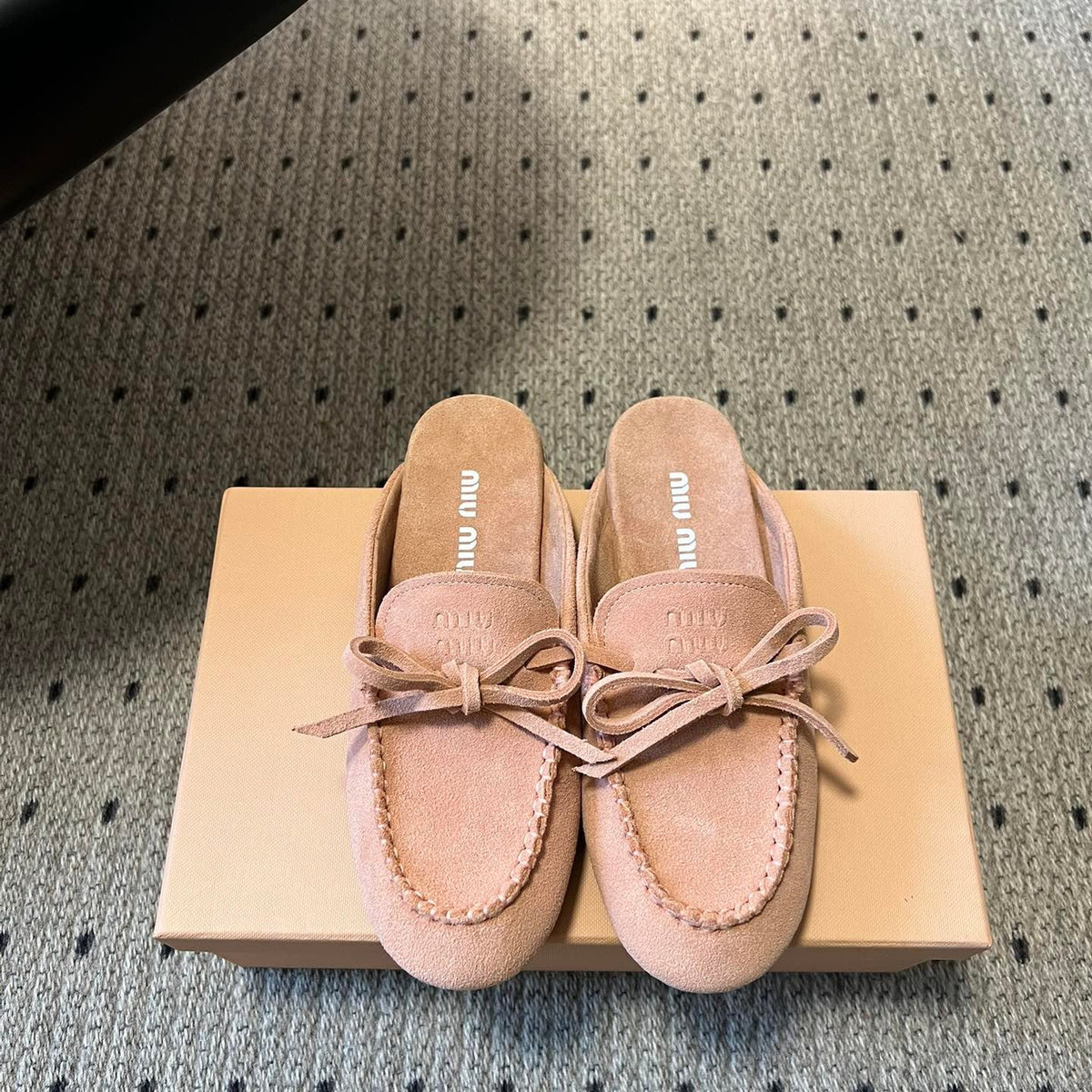 MIU M SUEDE MULES