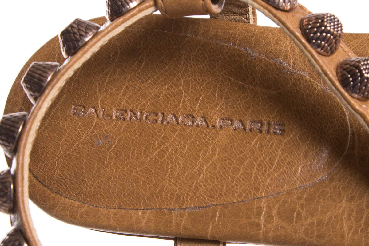 Balenciaga Tan T-Strap Sandals SZ 36