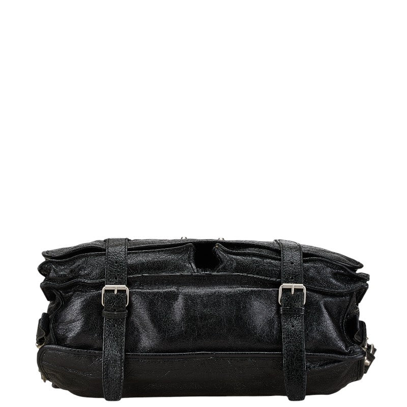 balenciaga Leather Classic Messenger Bag Black