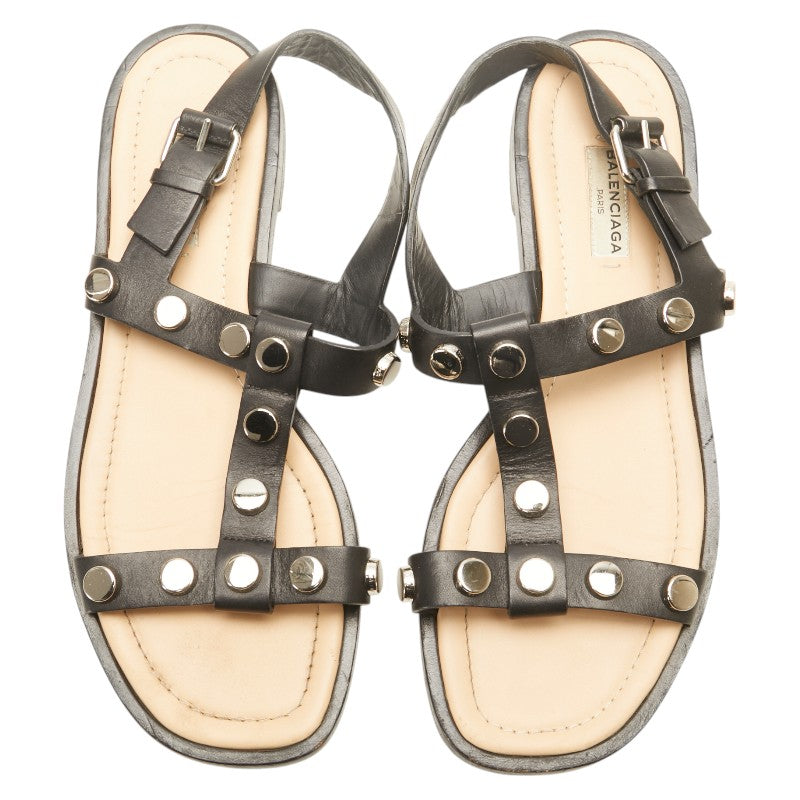 balenciaga Studded Strap Sandals Leather Black