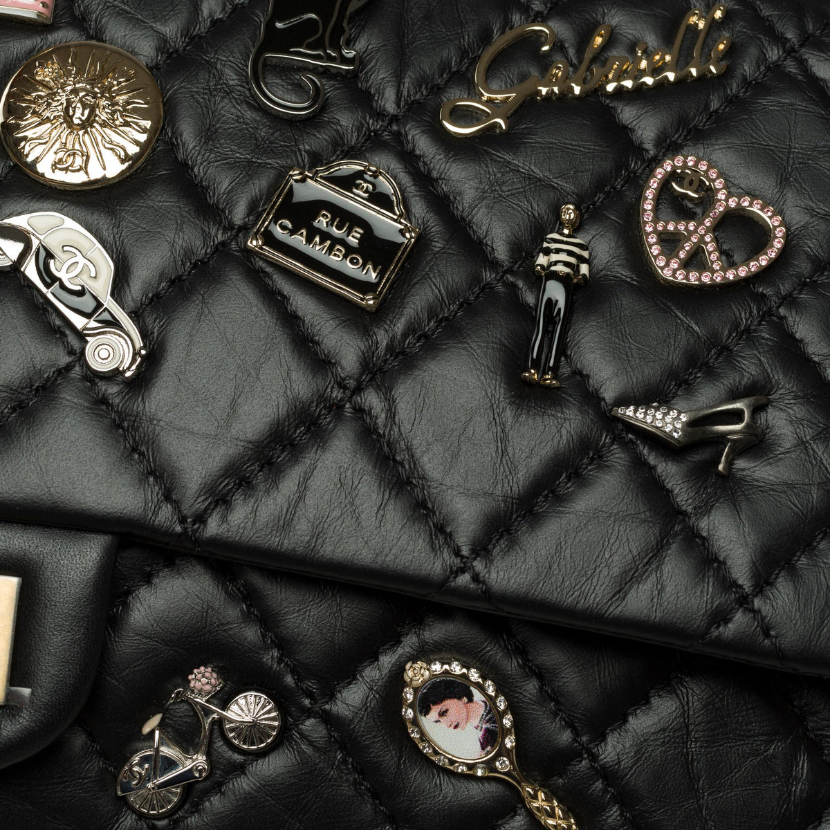 Top Quality Chanel Lucky Charms 2.55 double New shoulder bag in black quilted leather, AGHW