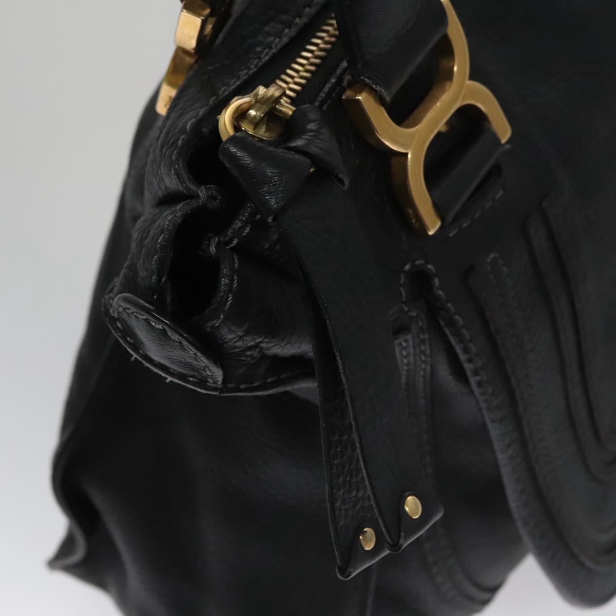 Chloe Mercy Hand Bag Leather 2way Black Gold 104708
