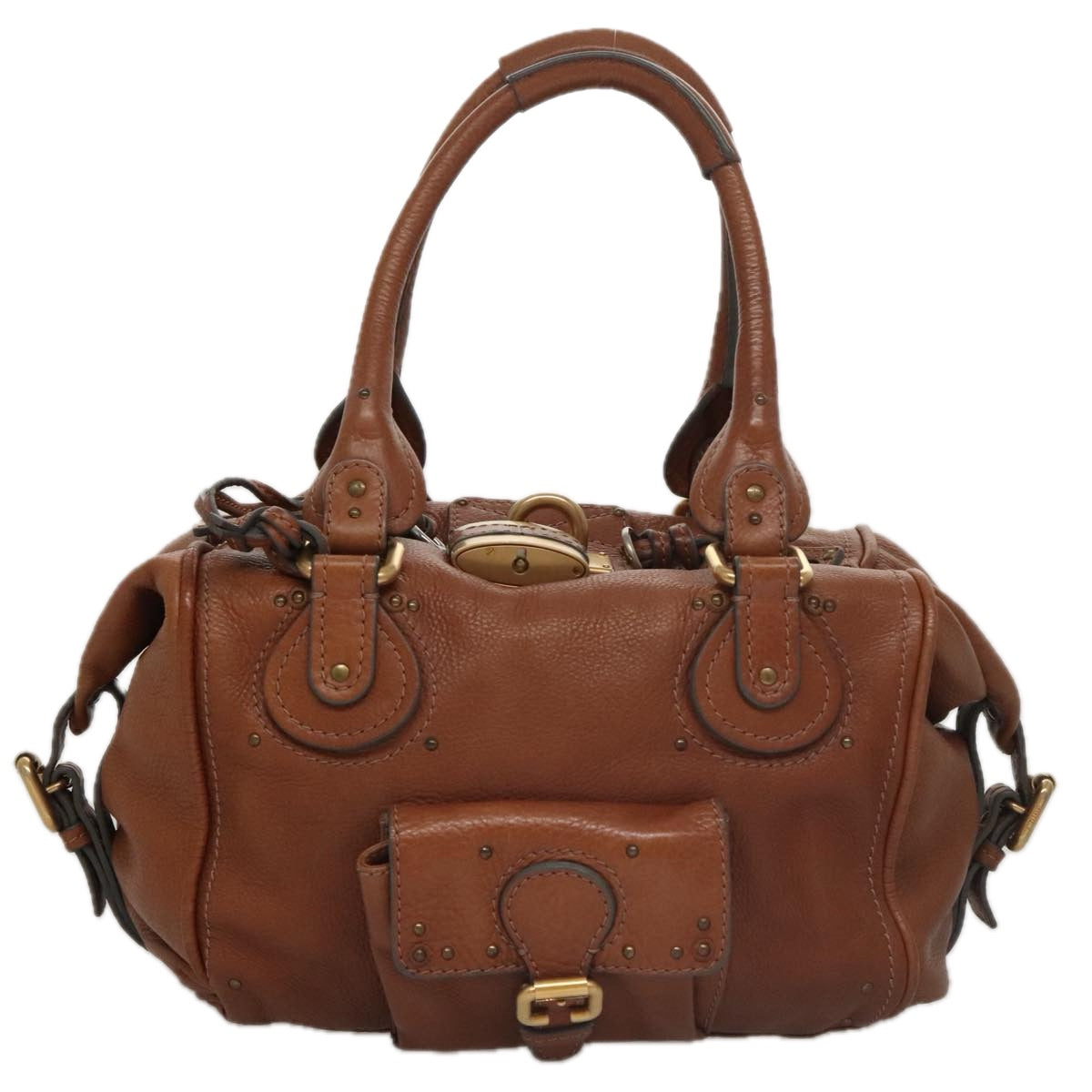 Chloe Paddington Shoulder Bag Leather Brown Gold 104717